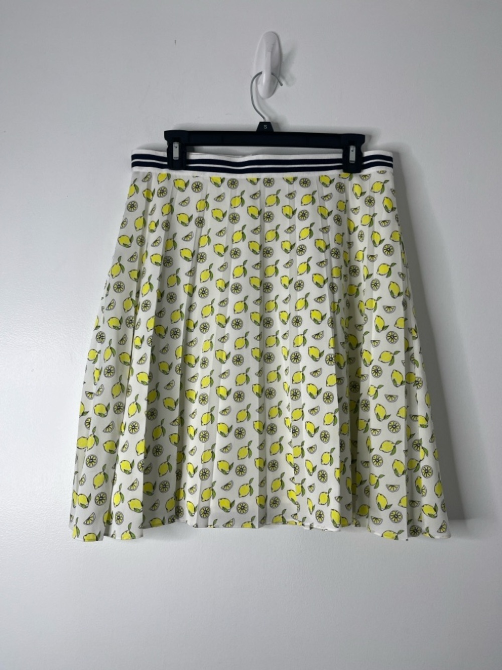 J.‎ CREW Pleated Lemon Print A-Line Skirt Sz 8